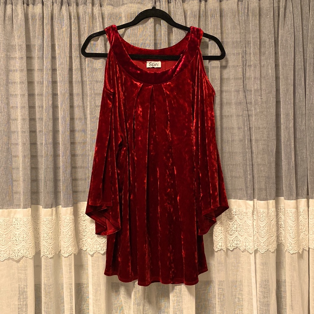 XL Ruby Red Velvet blouse.